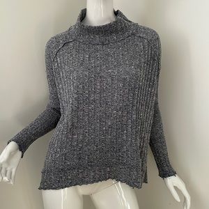 Free People blue Clarissa mock neck oversized rib knit sweater